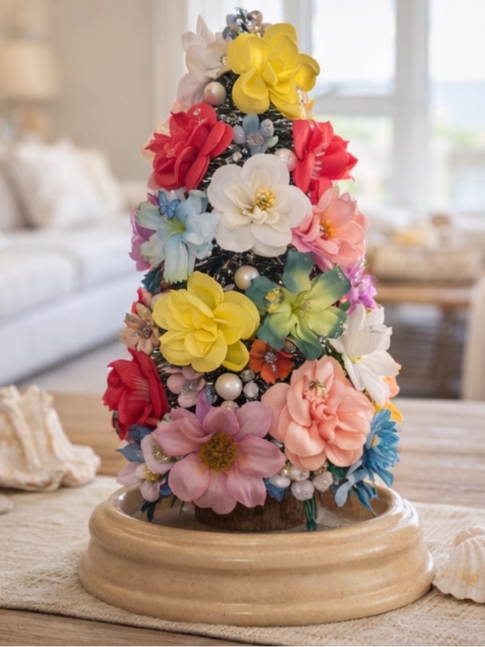Multicolor Floral Decorative Tree 10 inch. - Home Accents